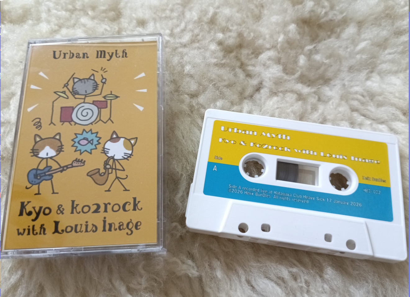Kyo & ko2rock with Louis Inage (キョウ & ココロ with ルイス稲毛) - Urban Myth (自主制作200本限定カセット/ New) 元MAD3 のDs. KYOのユニット、ヒリヒリスリリングなフリージャズ!