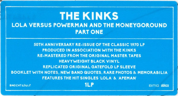 KINKS (キンクス) - Lola Versus Powerman And The Moneygoround (Part 1) (UK-EU限定リマスター復刻再発180gステレオ LP/New) '70年8作目アルバム