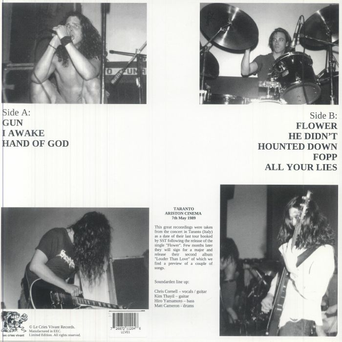 SOUNDGARDEN (サウンドガーデン) - Taranto Ariston Cinema 7th May 1989 FM Broadcast (EU 300枚限定リリース LP/NEW) イタリア録音ライブアルバム