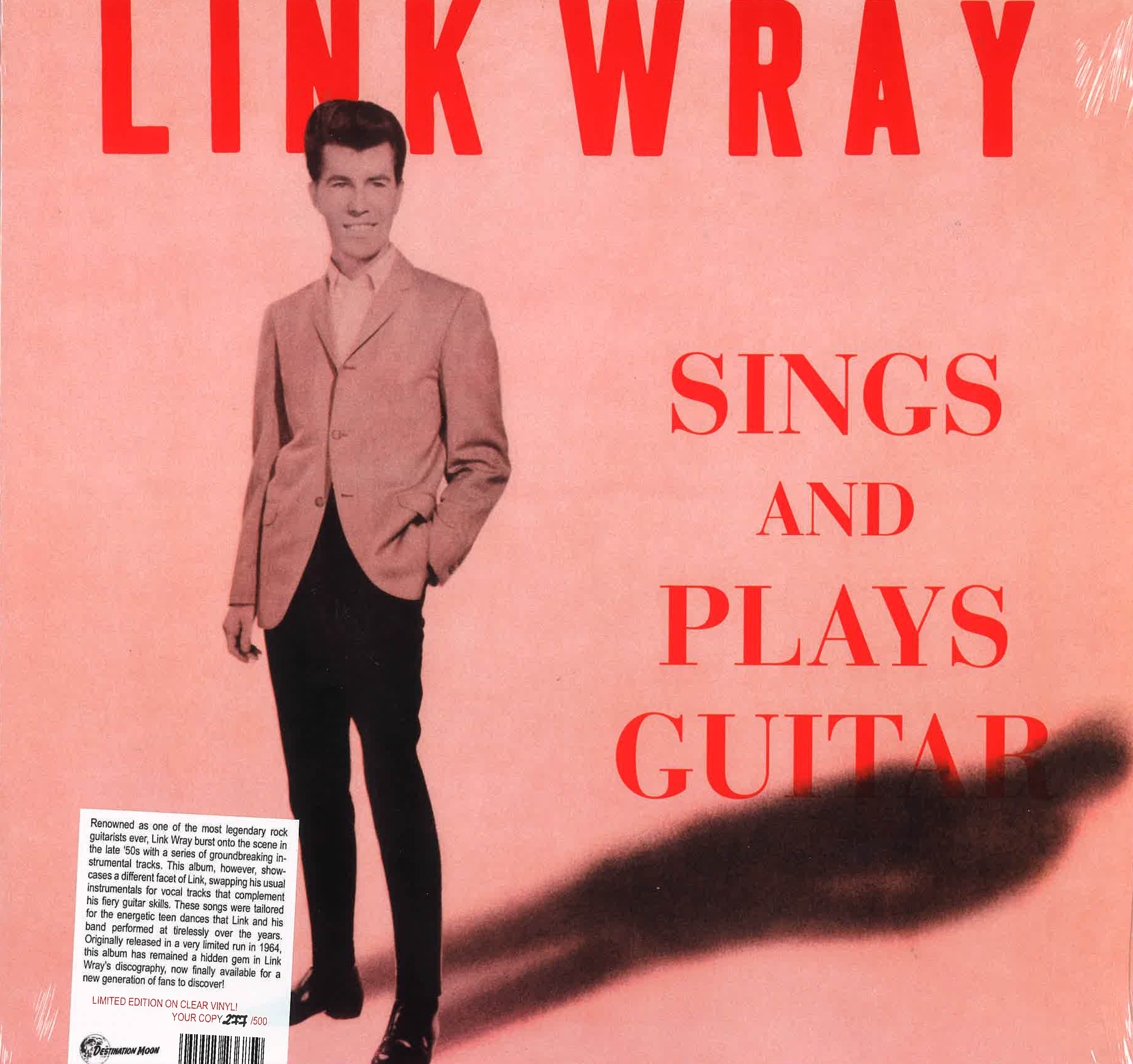 LINK WRAY (リンク・レイ) - Sings And Plays Guitar (EU 500枚限定ナンバリング入り再発「クリア VINYL」LP/New) '64年ソロ名義1作目ボーカル入りアルバム