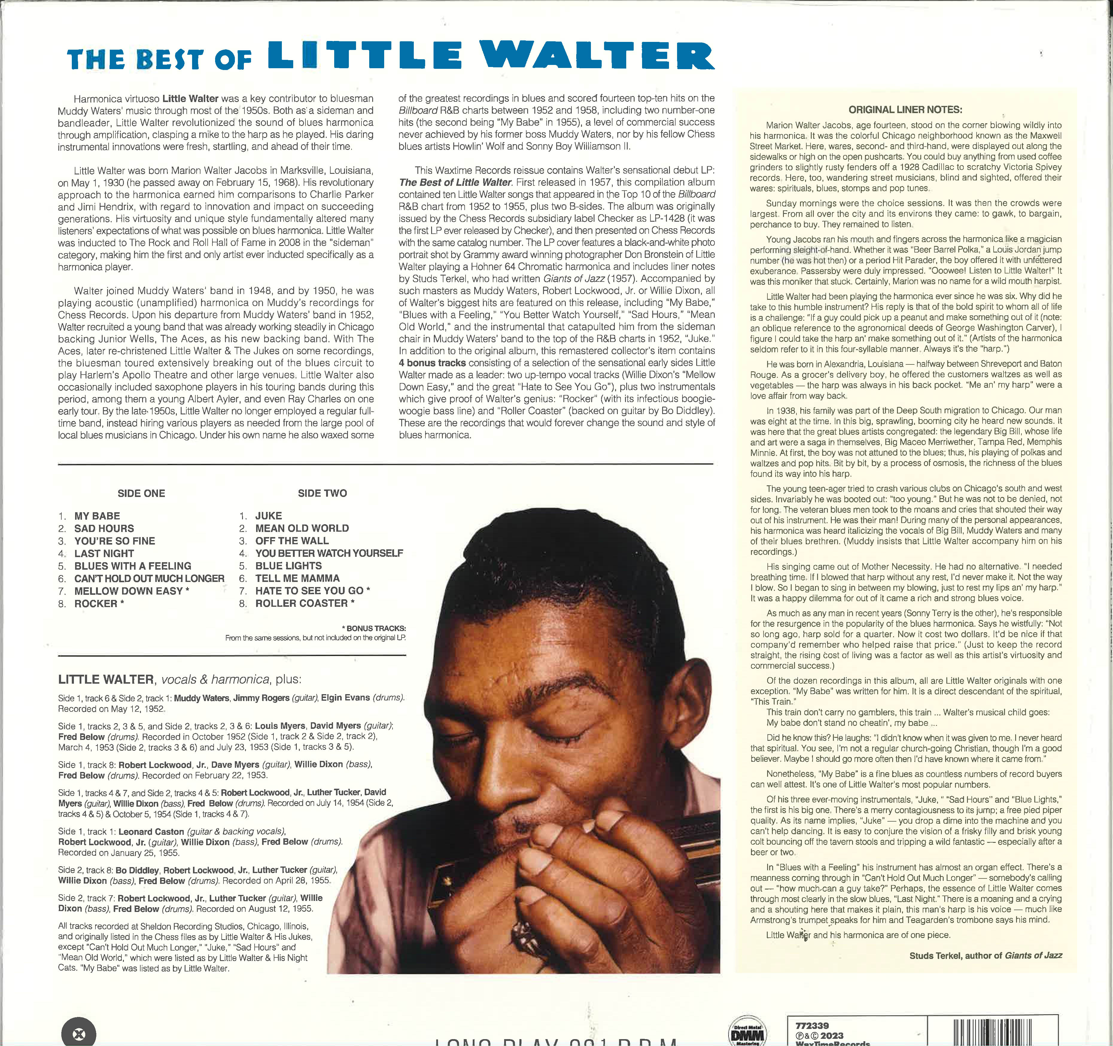 LITTLE WALTER (リトル・ウォルター) - The Best Of Little Walter (EU 限定復刻ボーナス入り再発 180g LP/New) ベスト全16曲!
