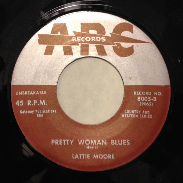 LATTIE MOORE (ラティ・ムーア) - Juke Box Johnnie / Pretty Woman Blues (US 限定リプロ再発「黒盤」7インチ/New) 両面共ロッキン・ホンキートンク・ヒルビリー名曲!