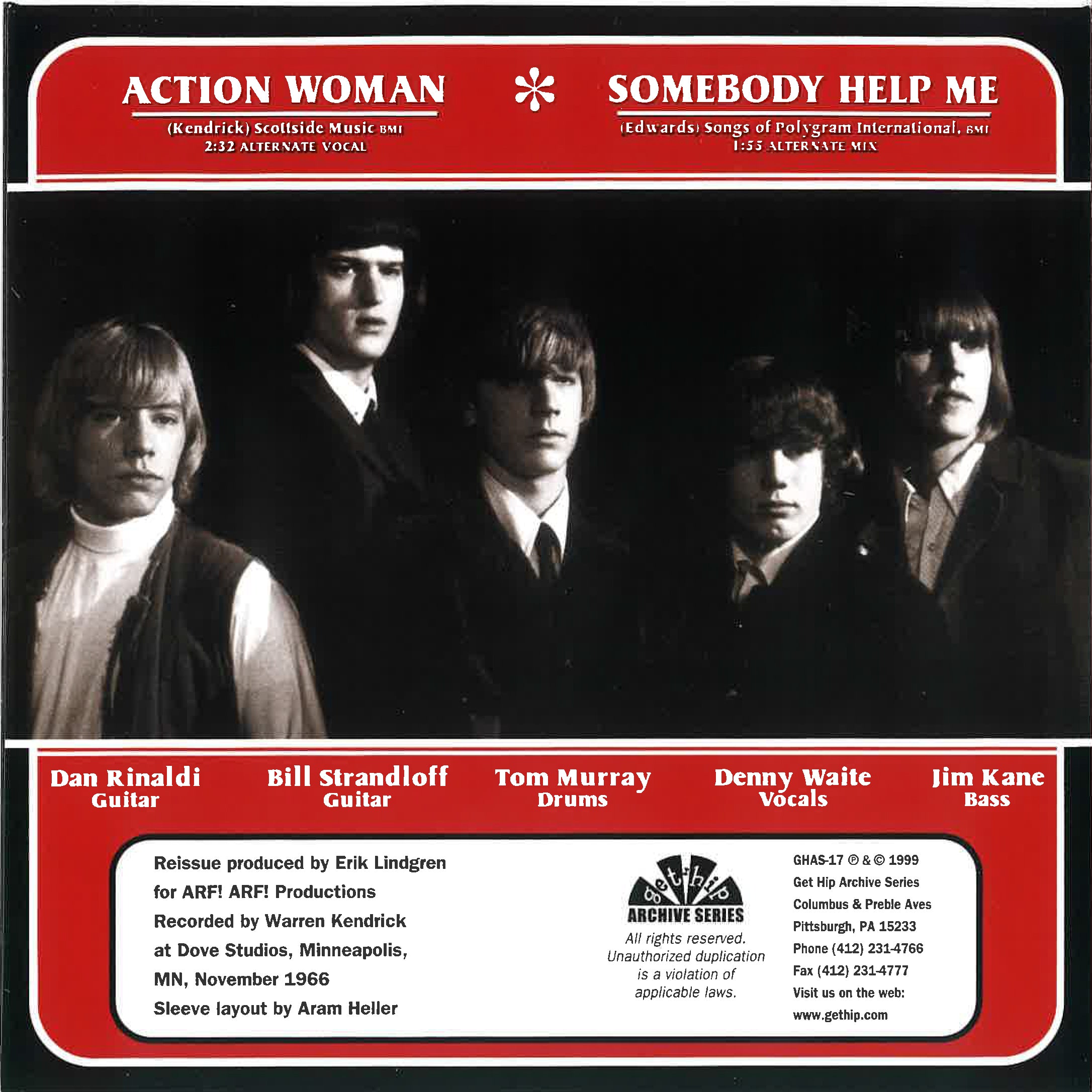 LITTER (リッター) - Action Woman /Somebody Help Me (US 限定再発ジャケ付「赤盤」7"/New) ガレージ界レジェンド'67年デビューガレージPUNKクラシック!
