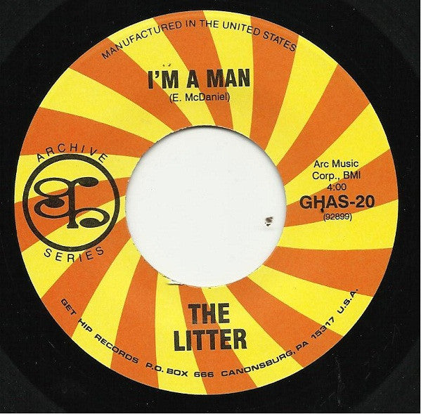 LITTER (リッター) - I'm A Man / Hey Joe (US 限定再発ジャケ付「ブラックVINYL」 7"/New) 60'sガレージ古典爆カヴァ!