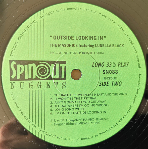 MASONICS, THE Featuring Ludella Black (マーソニックス= 元ミルクシェイク他、英ガレージレジェンド feat. ルディラ・ブラック) - Outside Looking In (UK 限定500枚ナンバリング入りモノラル LP/New) '05年5thアルバムの初LP 再発化!