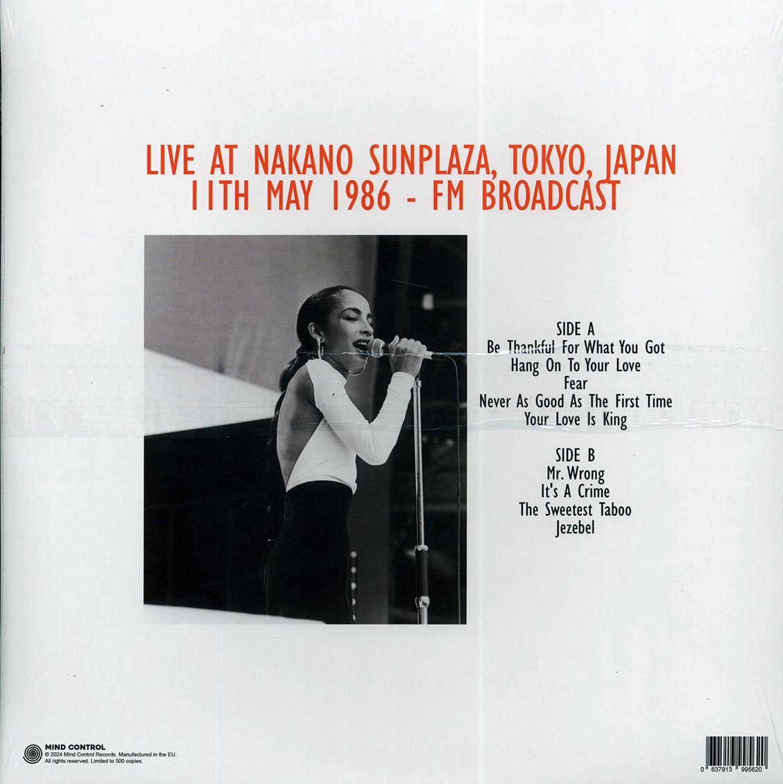 SADE (シャーデー) - License To Love : Live at Nakano Sunplaza, Tokyo, Japan (Italy 500枚限定リリース LP/NEW)
