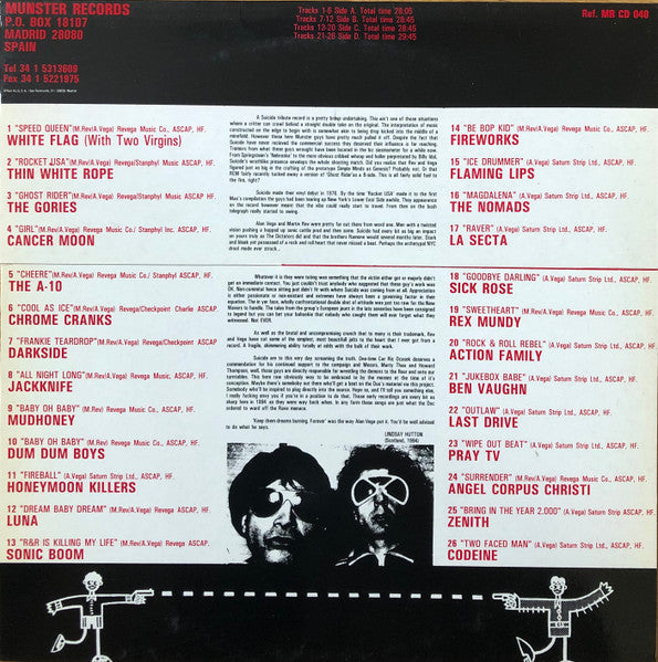 V.A. ('90s US オルタナ/ガレージパンク・Suicideトリビュートコンピ) - Your Invitation To Suicide (スペイン 限定リリース 2xLP/NEW) '94年Suicideトリビュートコンピ