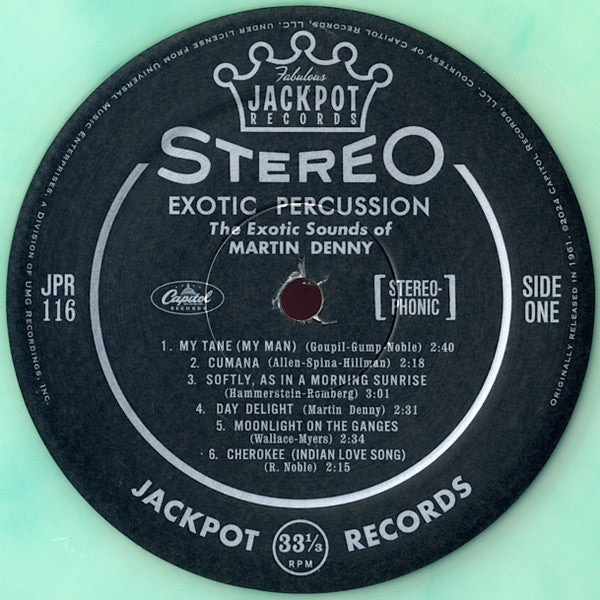 MARTIN DENNY (マーティン・デニー) - Exotic Percussion (US 限定復刻再発「Sea Glass=ターコイズ VINYL」ステレオ LP/New)'61年12作目