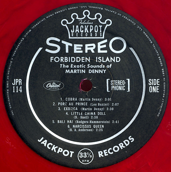 MARTIN DENNY (マーティン・デニー) - Forbidden Island (US 限定復刻再発「Dark Lava=レッド・マーブル VINYL」ステレオ LP/New) '58年サード・アルバム