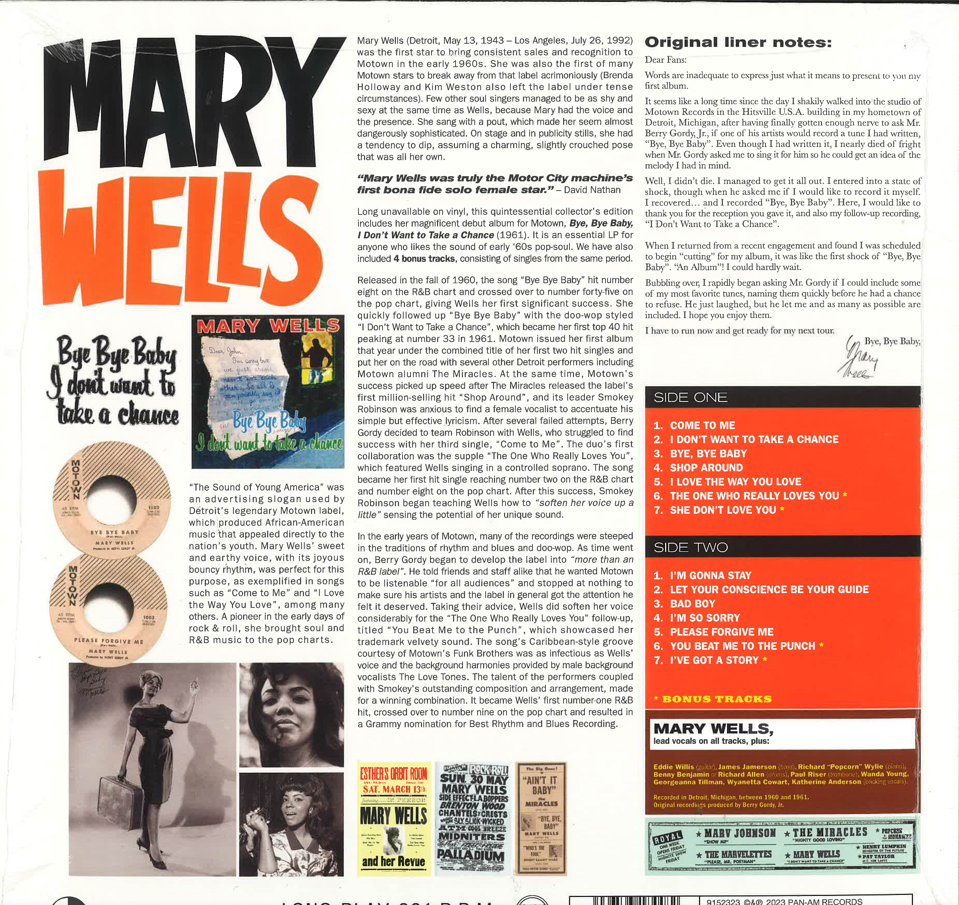 MARY WELLS (メアリー・ウェルズ) - Bye Bye Baby (EU 限定ボーナス入り復刻再発180g LP/New)