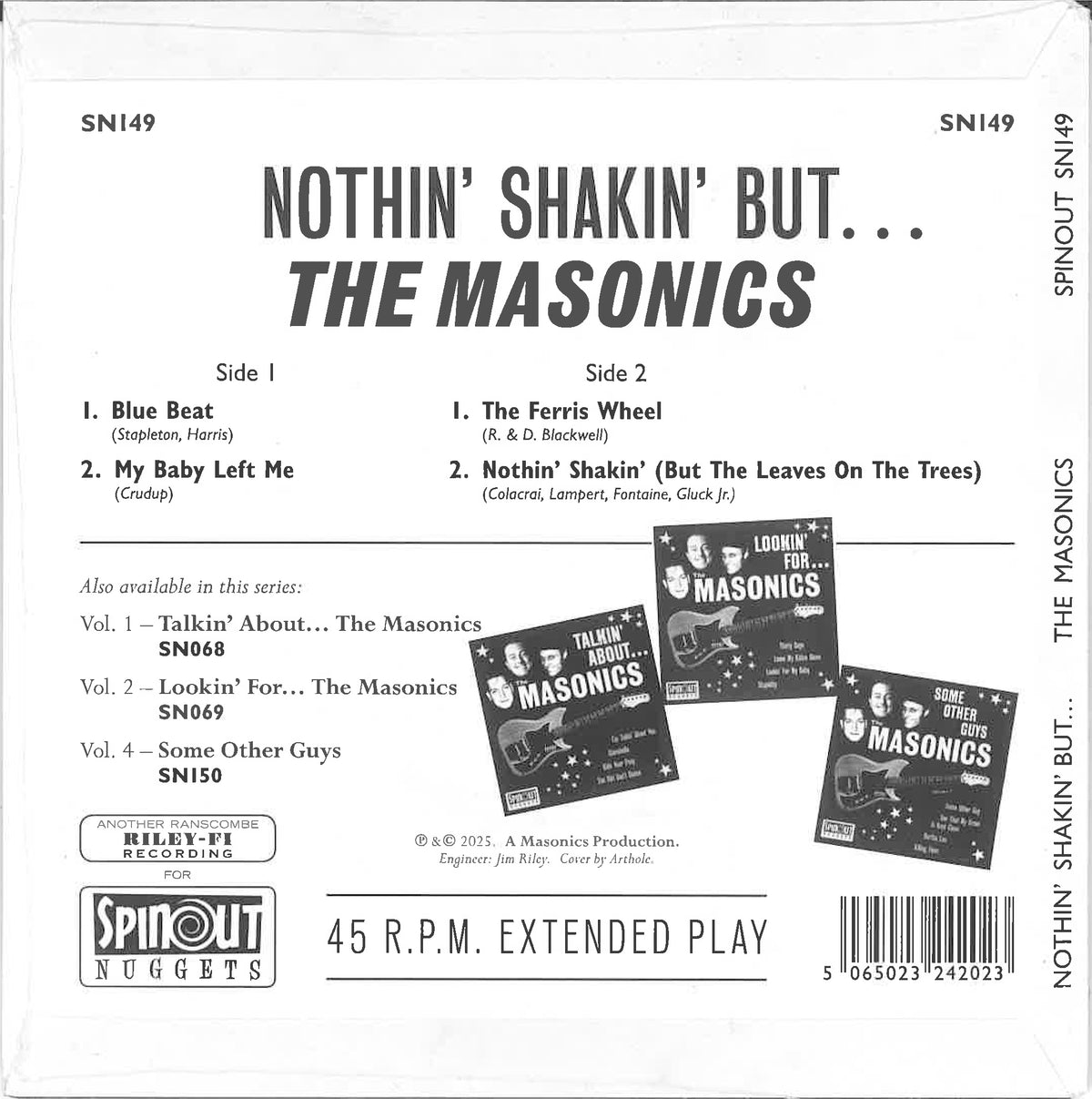 MASONICS, THE (マーソニックス = 元ミルクシェイクス他、英ガレージレジェンド) - Nothin' Shakin' But... The Masonics Volume 3 (UK limited 4-track 7-inch EP, 500 copies/New) Third installment of their 2025 cover EP series