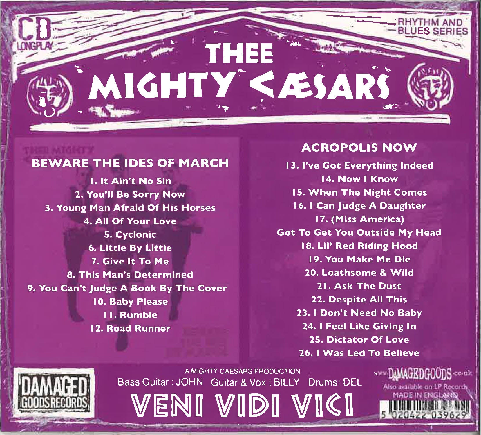 MIGHTY CAESARS (マイティ・シーザーズ) - Beware The Ides Of March + Acropolis Now (UK 限定合体再発デジパックCD/廃盤 New) ’85年2nd+86年4枚目アルバム