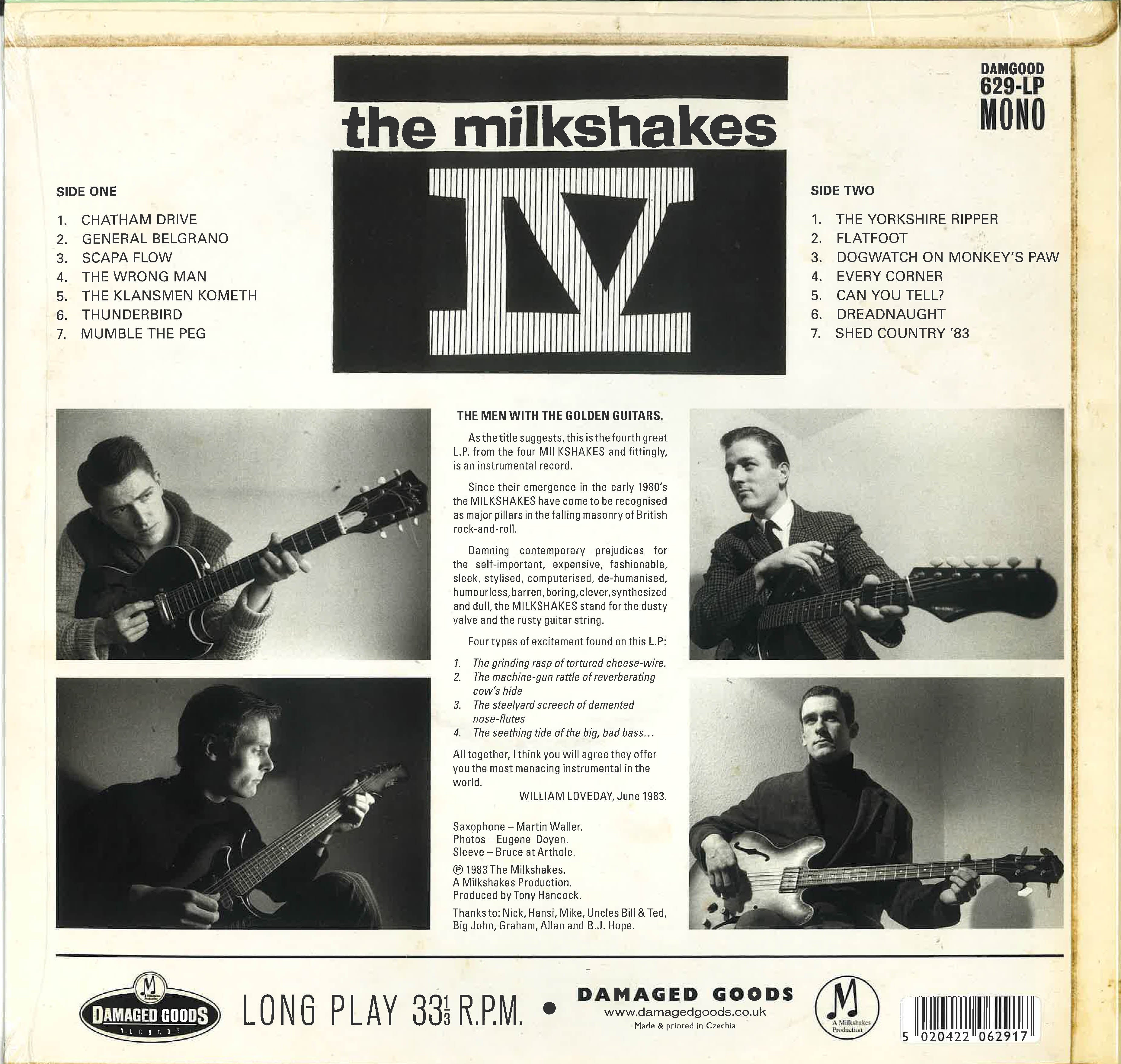 MILKSHAKES (ミルクシェイクス) - Milkshakes IV : The Men With The Golden Guitars (UK 限定復刻再発モノラル LP/New) '84年英4作目初の再発化!