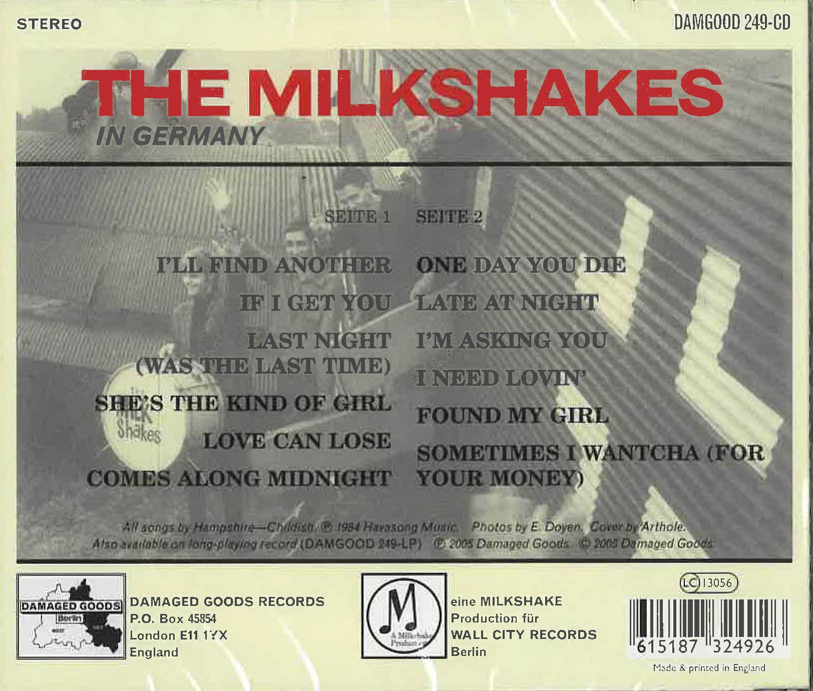 MILKSHAKES (ミルクシェイクス) - In Germany (UK 限定復刻再発 CD/New) '83年当時ドイツのみで発表の4作目スタジオ録音アルバム