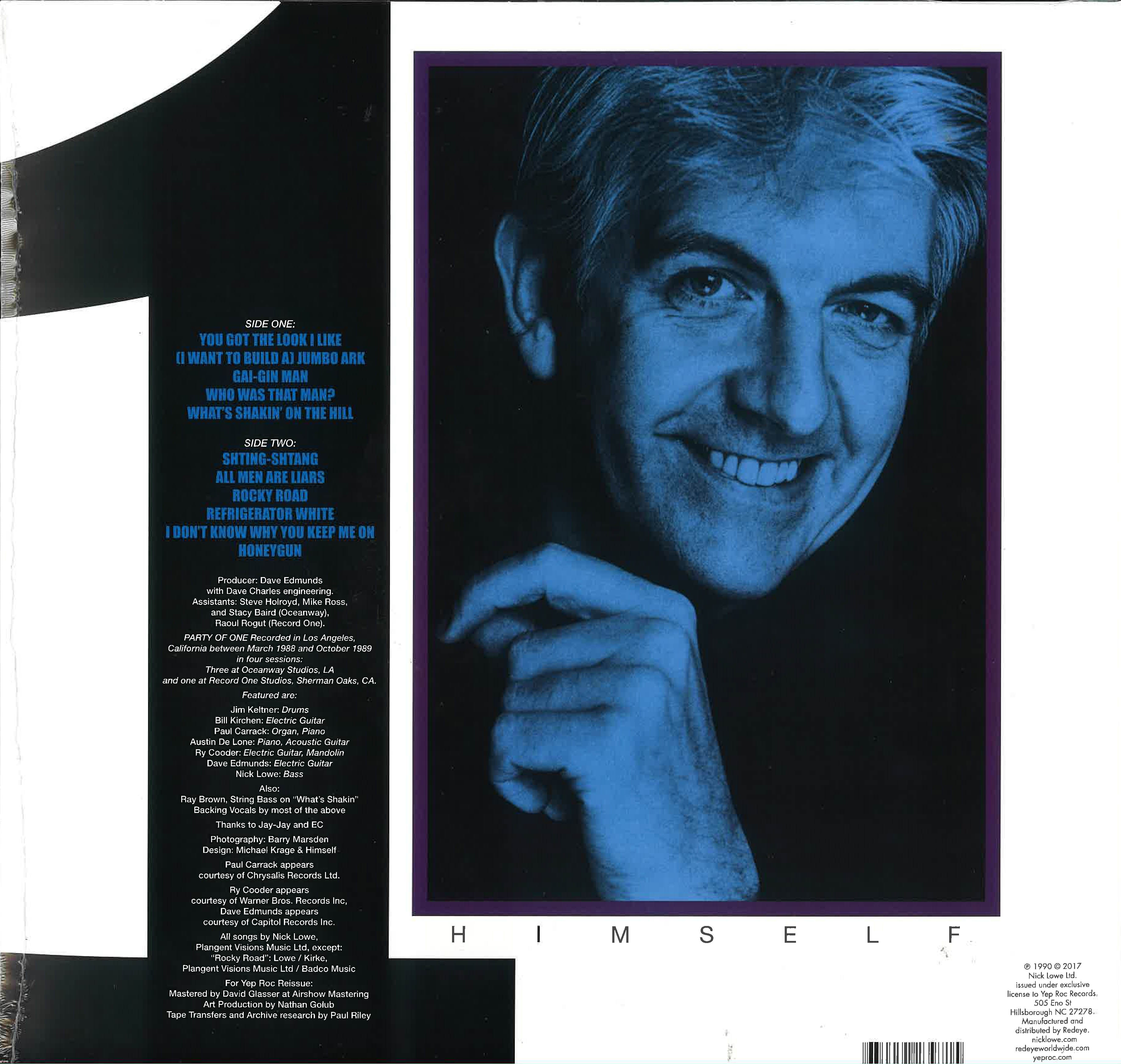 NICK LOWE (ニック・ロウ) - Party Of One (US 限定リマスター再発 LP+4曲入りボーナス10"/ New) '90年41歳時通算8枚目アルバム