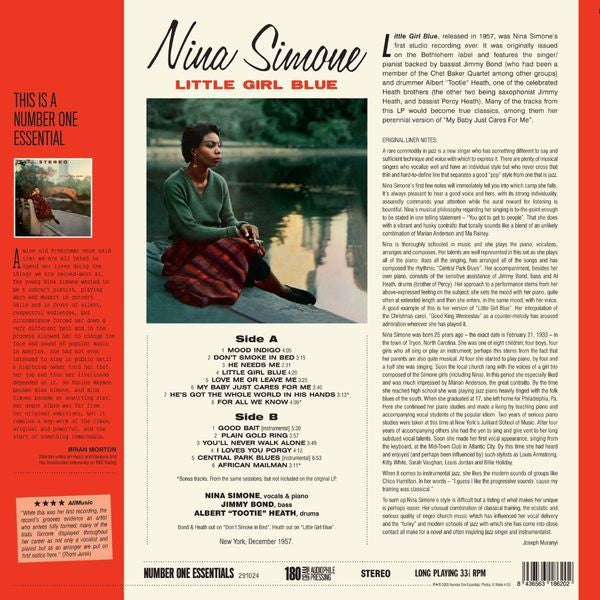 NINA SIMONE (ニーナ・シモン) - Little Girl Blue (EU 限定ボーナス追加14曲入り再発「黒盤」180g 高音質ステレオ LP/New) '59年名作デビュー・アルバム