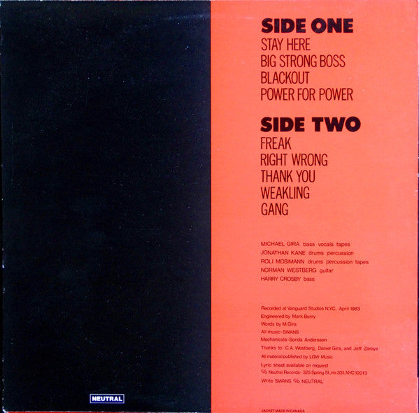 SWANS (スワンズ) - Filth (German 限定リプロ再発 LP/NEW) '83年1stアルバム