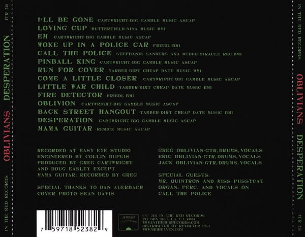 OBLIVIANS (オブリビアンズ) - Desperation (US 限定CD/NEW) 2013年再結成復帰第一弾名作アルバム