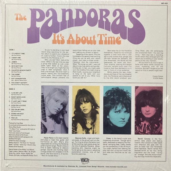 PANDORAS (パンドラス) - It's About Time (スペイン限定再発 LP+ライナー/New) L.A.伝説のガールズ・ガレージ・バンド’84年デビュー・アルバム!