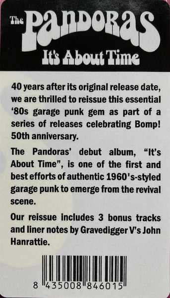 PANDORAS (パンドラス) - It's About Time (スペイン限定再発 LP+ライナー/New) L.A.伝説のガールズ・ガレージ・バンド’84年デビュー・アルバム!