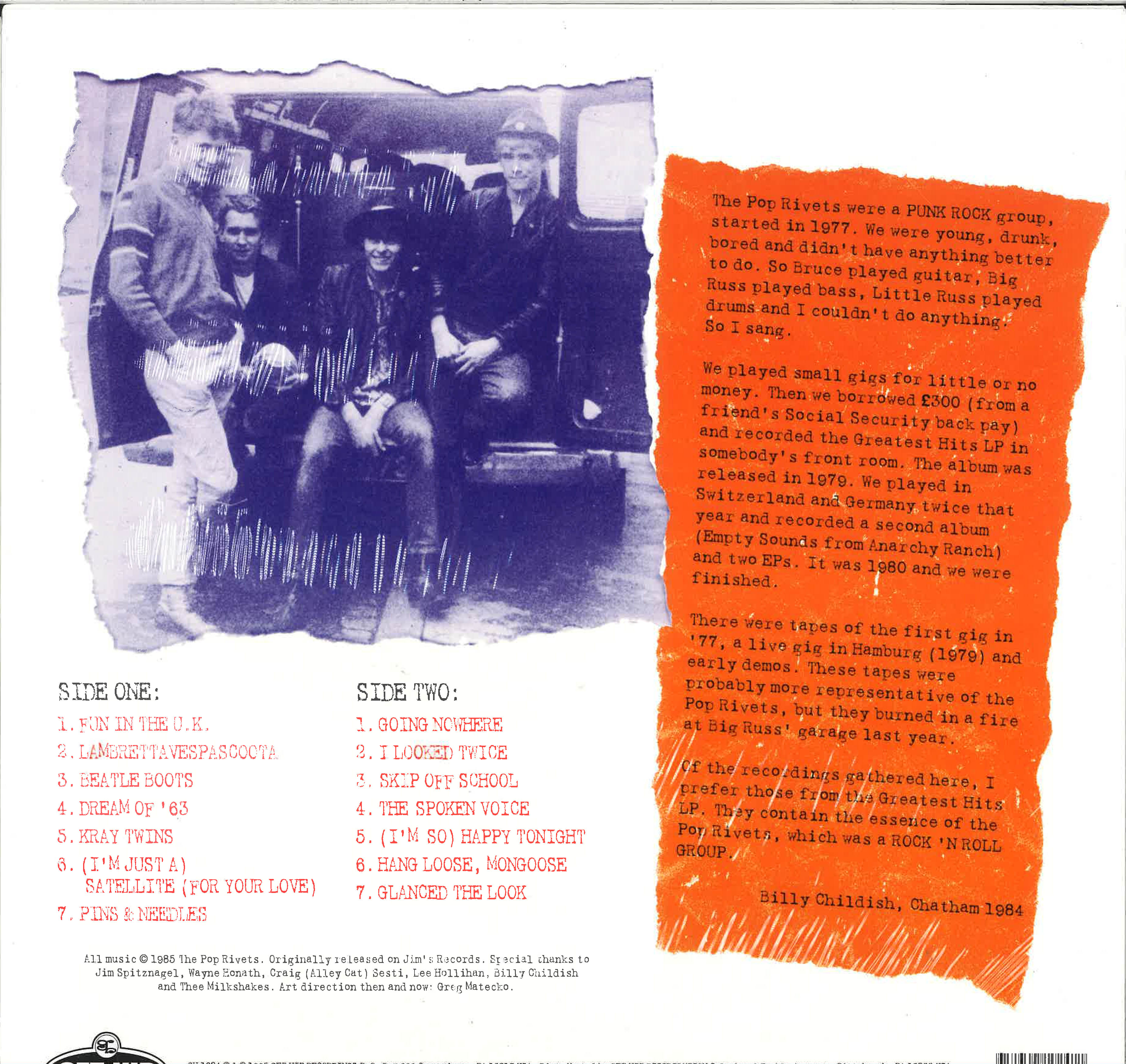 POP RIVETS (ポップ・リヴェッツ) - Fun In The U.K. (US 限定復刻再発 LP/New)ビリー・チャイルディッシュ在籍ミルクシェイクス前身パンク・バンドのベスト・コンピ