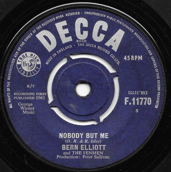 BERN ELLIOT & THE FENMEN (バーン・エリオット&ザ・フェンメン) - Money / Nobody But Me (UK オリジナル「ラウンドセンター」7")