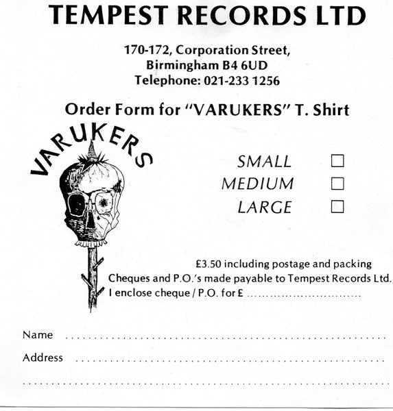 VARUKERS, THE (ザ・ヴァルカーズ) - I Don't Wanna Be A Victim! (UK オリジナル 7"+Tシャツ注文用インサート、PS)