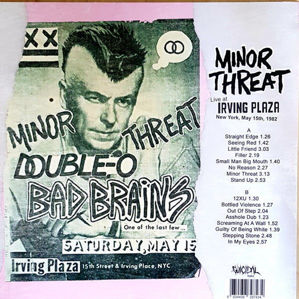 MINOR THREAT (マイナー・スレット) - Live At Irving Plaza, New York, May 15th, 1982 (EU 限定再発「ブラックヴァイナル」 LP/ New) サウンドボードからダイレクト!