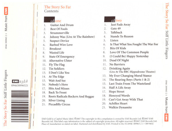 STIFF LITTLE FINGERS (スティッフ・リトル・フィンガーズ) - Story So Far, The (EU 限定プレス 2xCD/New)