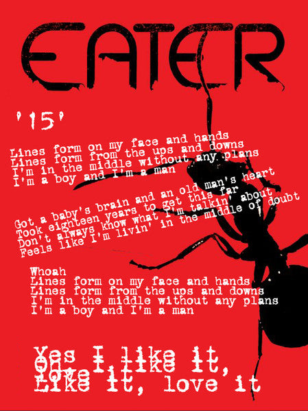 EATER (イーター) - Fifteen (UK 限定クリアヴァイナル 7"/ New) 未発表トラック2連発「スタンダード・バージョン」 !