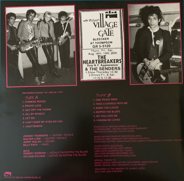 JOHNNY THUNDERS AND THE HEARTBREAKERS (ジョニー・サンダース & ザ・ハートブレイカーズ) - L.A.M.F. Live At The Village Gate 1977 (US 限定再発スプラッターヴァイナル LP/ New)
