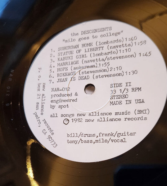 DESCENDENTS (ディセンデンツ) - Milo Goes To College (EU 限定リプロ再発 LP/ New) '82年ファーストアルバム!