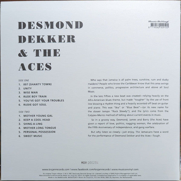 DESMOND DEKKER & The Aces (デスモンド・デッカー & ジ・エイシズ) - 007 : Shanty Town (EU M.V.O.社750枚限定復刻再発ナンバリング入り180g ピンクヴァイナル LP/ New)