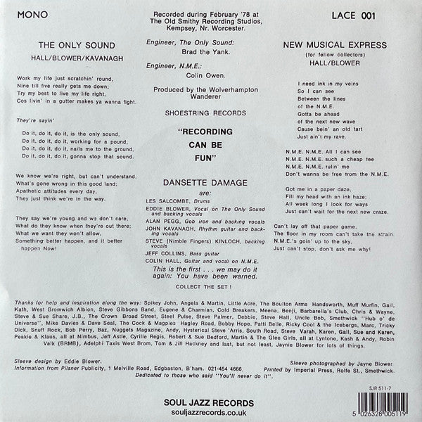 DANSETTE DAMAGE (ダンセット・ダメージ) - The Only Sound (UK 500枚限定正規再発「モノラル」7"/ New)