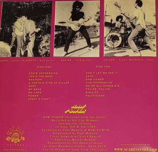 RAW POWER (ロウ・パワー) - Screams From The Gutter (Italy 250枚限定プレス再発 LP / New) ポスター付き!