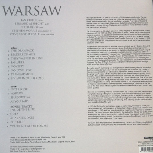 WARSAW (ワルシャワ ) - Warsaw (EU 限定プレス「ブラックヴァイナル」LP/ New) Pre.ジョイ・ディヴィジョン ! デモトラック集!