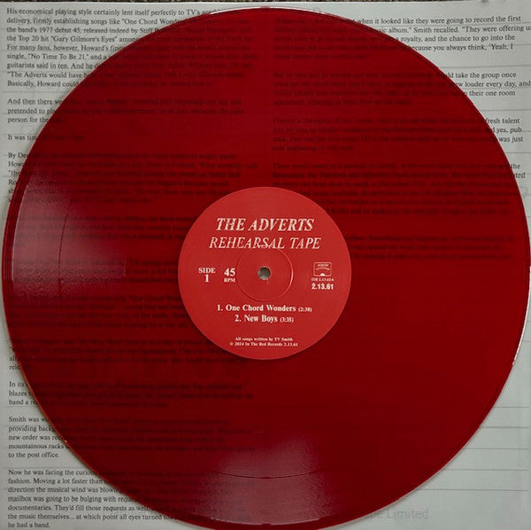 ADVERTS, THE (ジ・アドヴァーツ) - Rehearsal Tape (US 限定「レッドヴァイナル」12"/ New)