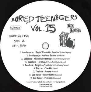 V.A. (レアUKパンク・コンピ) - Bored Teenagers Vol.15 (UK 500枚限定プレス LP / New)