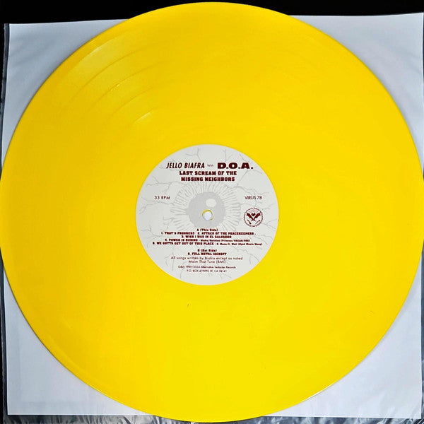 JELLO BIAFRA with D.O.A. (ジェロ・ビアフラ・ウィズ・D.O.A.) - Last Scream of the Missing Neighbors (US 500枚限定再発「イエローヴァイナル」LP/ New) デッド・ケネディーズ + D.O.A.コラボ作!