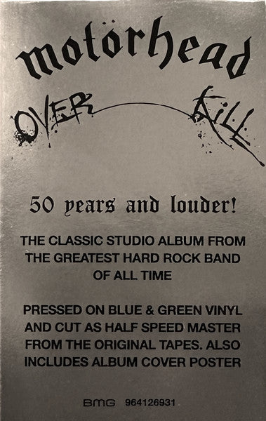 MOTORHEAD (モーターヘッド) - Overkill (EU 50周年記念限定再発「青/緑ヴァイナル」 LP/New) ポスター付き!