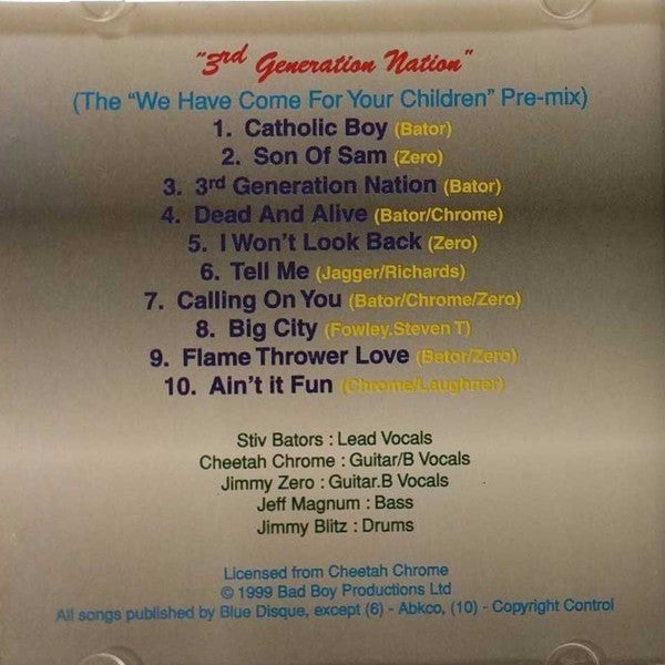 DEAD BOYS (デッド・ボーイズ) - 3rd Generation Nation (UK 限定プレス CD/ New) 2ndアルバムのPri-Mixバージョン !