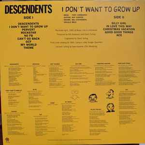 DESCENDENTS (ディセンデンツ) - I Don't Want To Grow Up (US '25 正規再発「限定ブラックヴァイナル」LP/ New) '85年セカンド!40周年記念リイシュー!