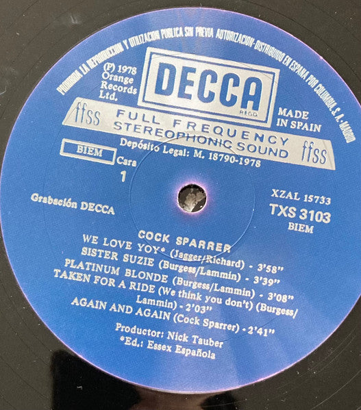 COCK SPARRER (コック・スパラー) - S.T. (EU 限定リプロ再発 LP/ New)