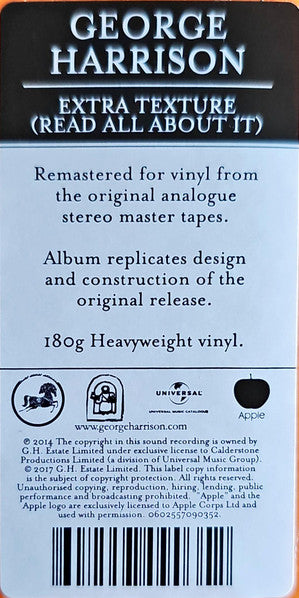 GEORGE HARRISON (ジョージ・ハリスン) - Extra Texture : Read All About It (EU-US 全世界限定リマスター再発 180g LP/ New)