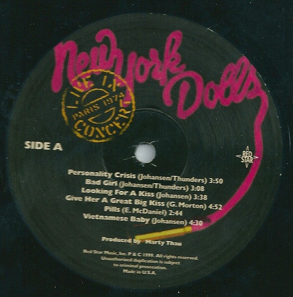 NEW YORK DOLLS (ニュー・ヨーク・ドールズ) - Live In Concert - Paris 1974 (US 「正規」限定プレス 再発 LP / New) 後期未発表ライブ!