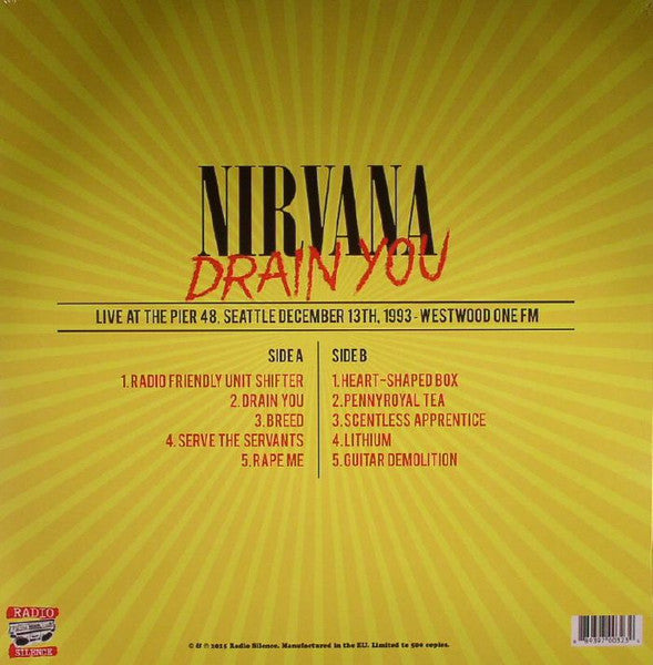 NIRVANA (ニルヴァーナ) - Drain You - Live At The Pier 48, Seattle December 13th, 1993 (EU 500枚限定リリース LP/NEW) ライブアルバム
