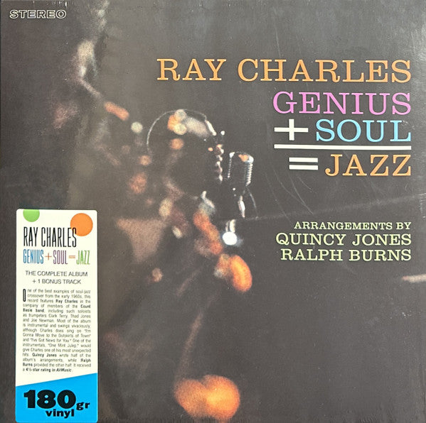 RAY CHARLES (レイ・チャールズ) - Genius+Soul=Jazz (EU 限定ボーナス入り再発180g ステレオ LP/New)