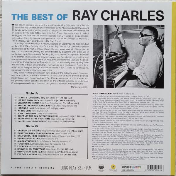 RAY CHARLES (レイ・チャールズ) - The Best Of Ray Charles (EU 限定「イエローヴァイナル」180g LP/New) ベスト20曲