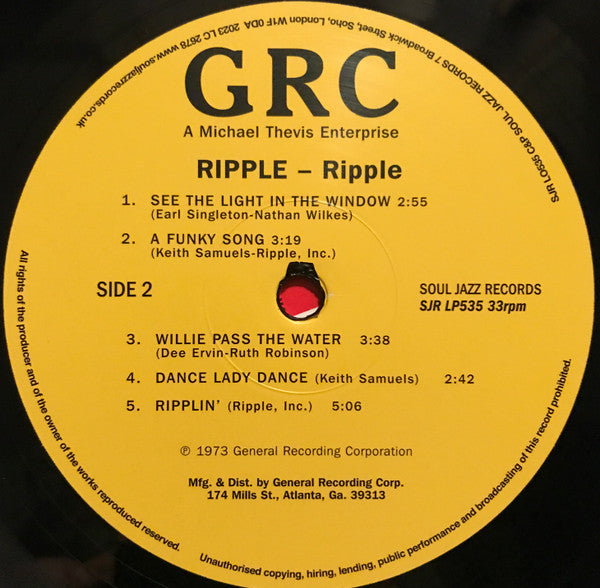 RIPPLE (リップル) - Ripple <1st Album> (UK 2023年レコードストアデイ1400枚限定復刻再発「黒盤」LP/New)
