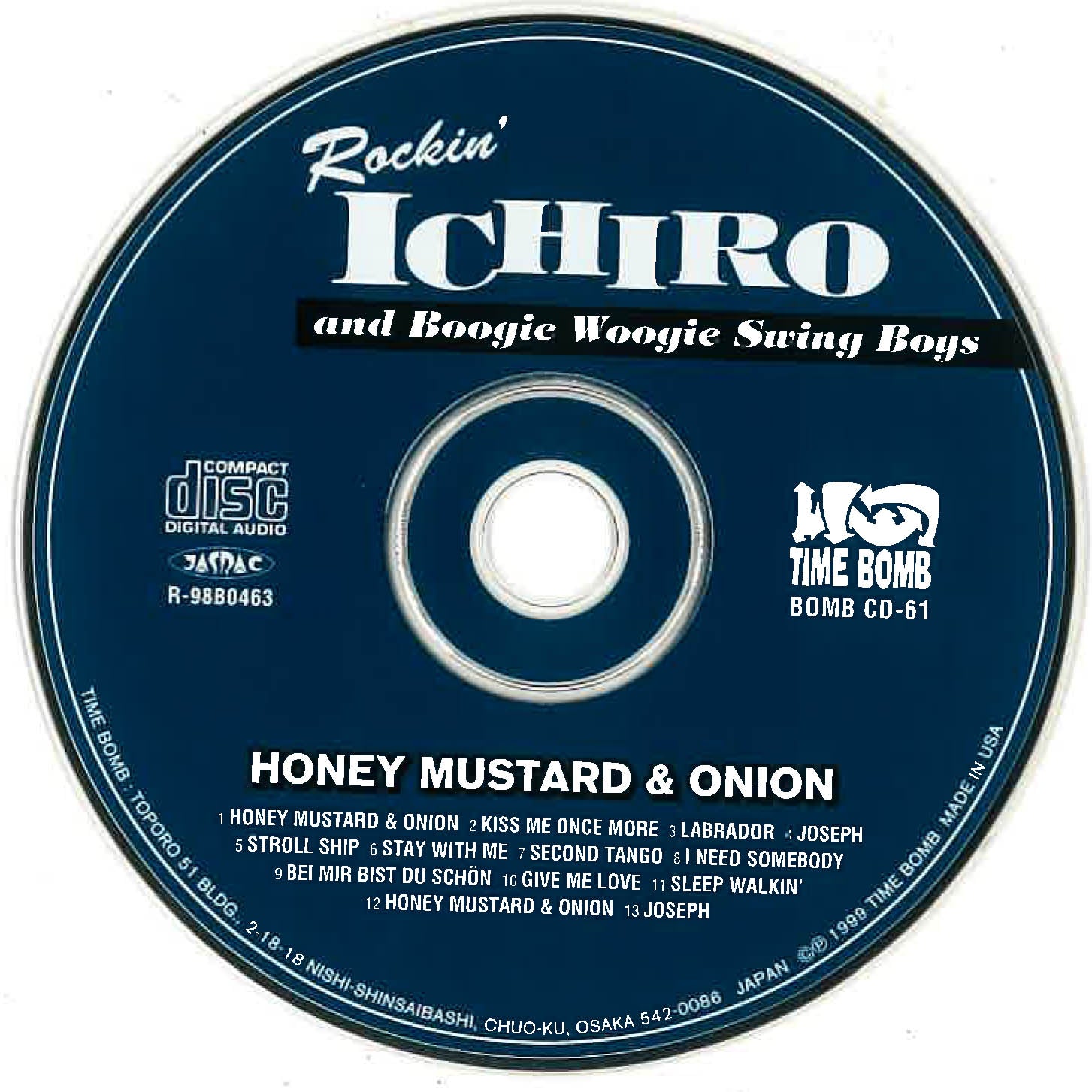 Rockin’ Ichiro & Boogie Woogie Swing Boys (ロッキン・イチロウ & ブギウギ・スウィング・ボーイズ) - Honey Mustard & Onion (日本 タイムボム限定 CD / New) '99年デビューアルバム